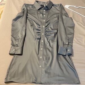 Brand new GAP Charcoal Ruched Button-Up Shirt dress